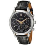 Longines Men's L27504560 Flagship Heritage Chronograph Automatic Black Leather Watch