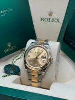 Rolex  Datejust 41mm Two-Tone Yellow Gold Fluted Bezel Champagne Diamond Dial Oyster - 126333 - Image 5