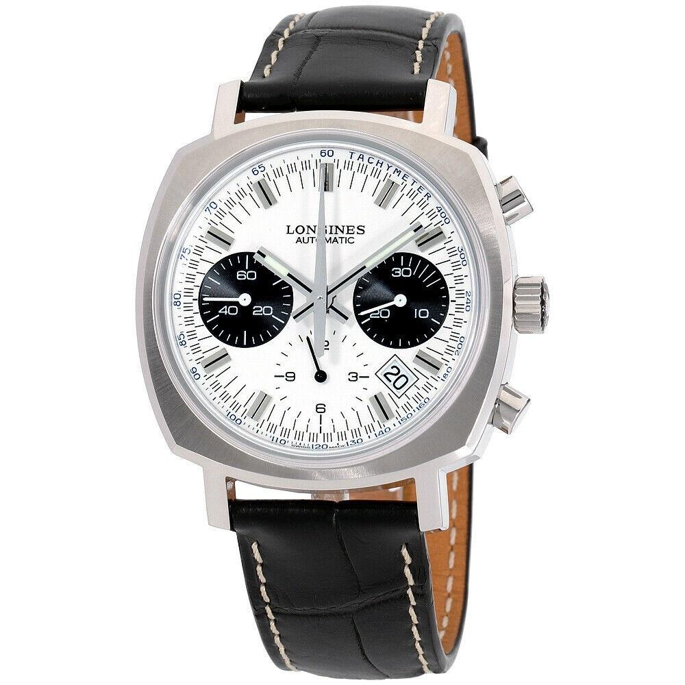 874ECEFA-3B6B-A13F-E97C-7C823B640D15.jpg Longines Men's L2.791.4.72.0 Heritage Chronograph Black Leather Watch - Image 1