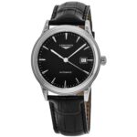 Longines Unisex L4.984.4.52.2 Flagship Black Leather Watch