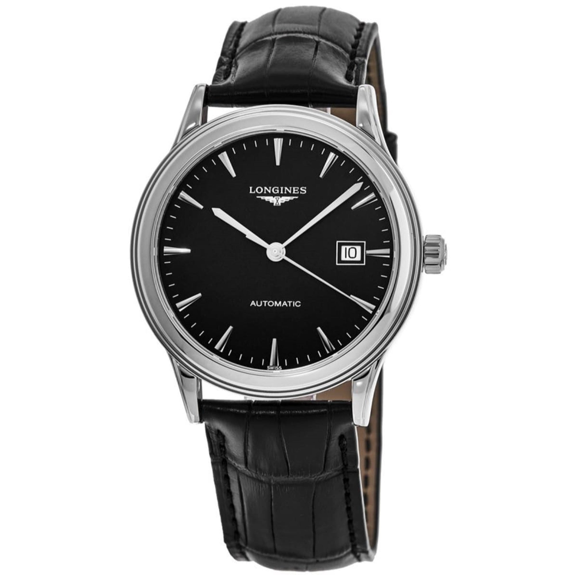 8793878A-5251-134A-CF78-6CA8BCC495D8.jpg Longines Unisex L4.984.4.52.2 Flagship Black Leather Watch - Image 1