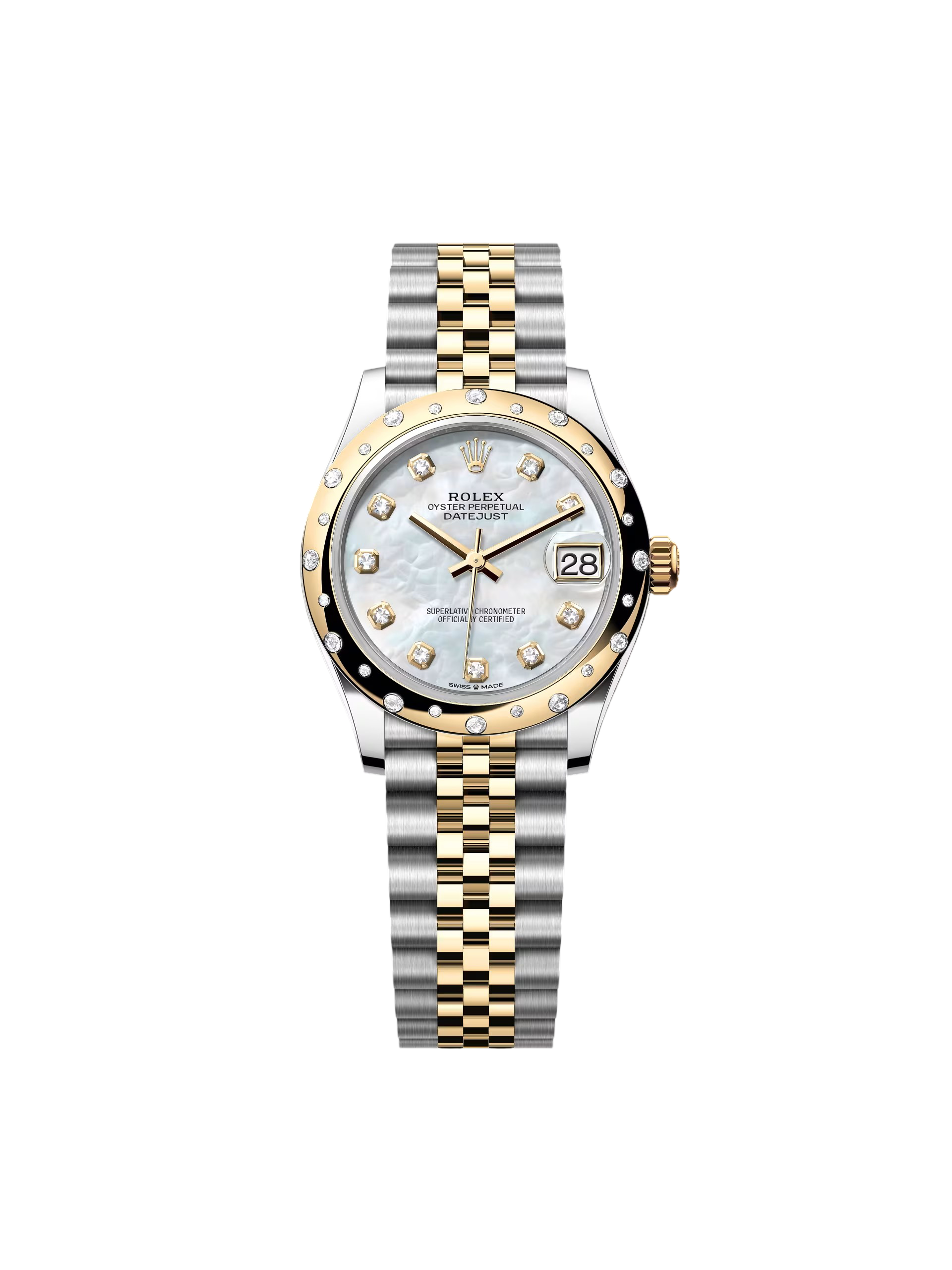 880CD330-3B01-71A6-EFBD-00473FFC1864.png Rolex Datejust m278343 31mm White Mother-of-Pearl Dial Yellow Rolesor Jubilee Watch - Image 1