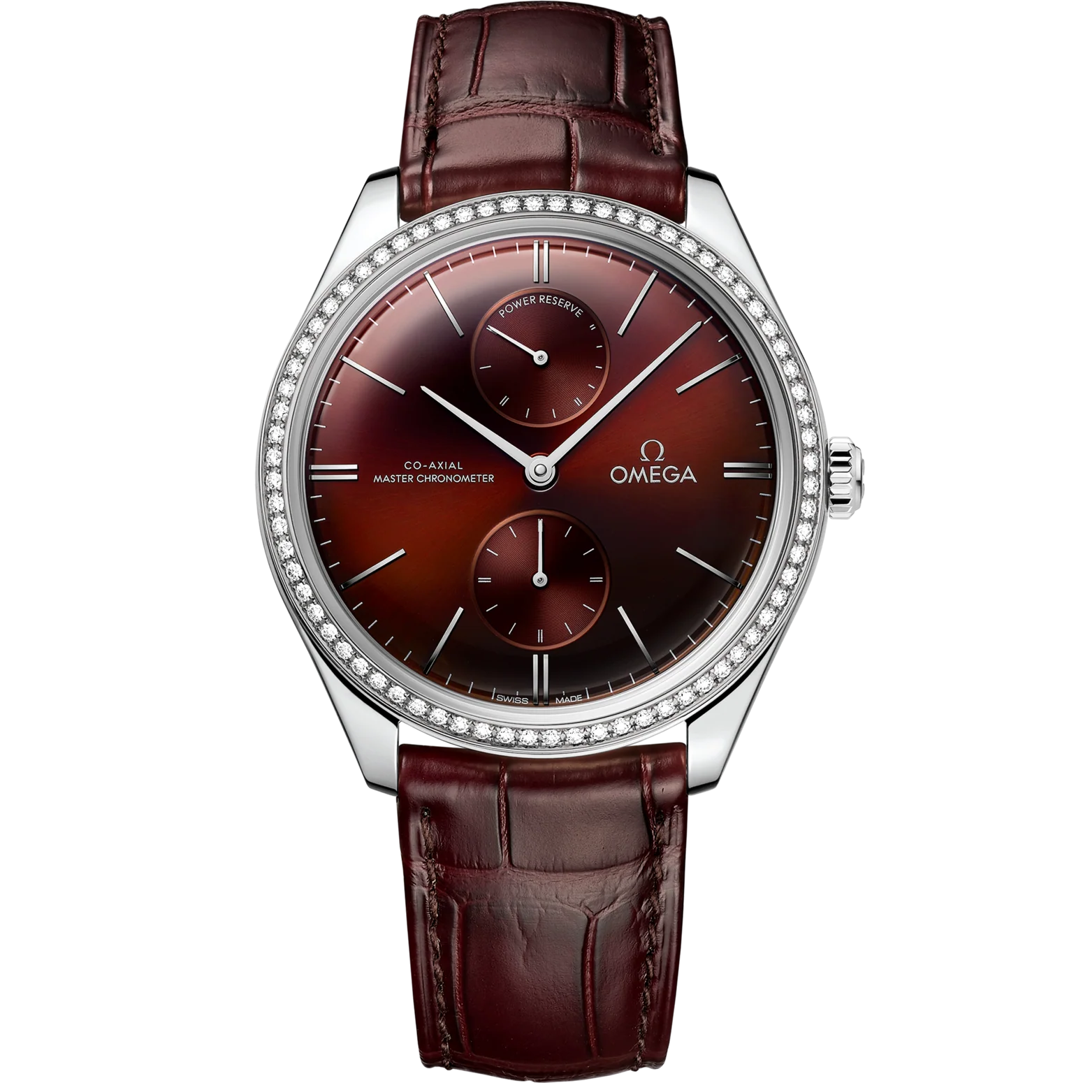 895C5159-AEFE-D207-3A37-097EBB92986C.png Omega De Ville Trésor 40mm Red Dial with Diamonds Stainless Steel Strap 435.18.40.22.11.001 - Image 1