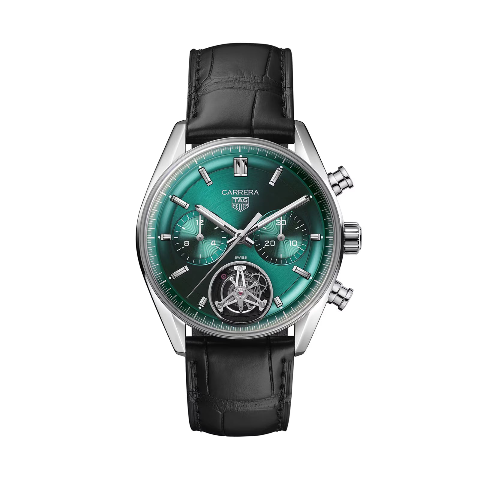 89CF9B1D-741C-CEBC-0EFB-87039E516B31.avif TAG Heuer Carrera Chronograph Tourbillon 42mm Mens Watch Green CBS5011.FC6566 - Image 1