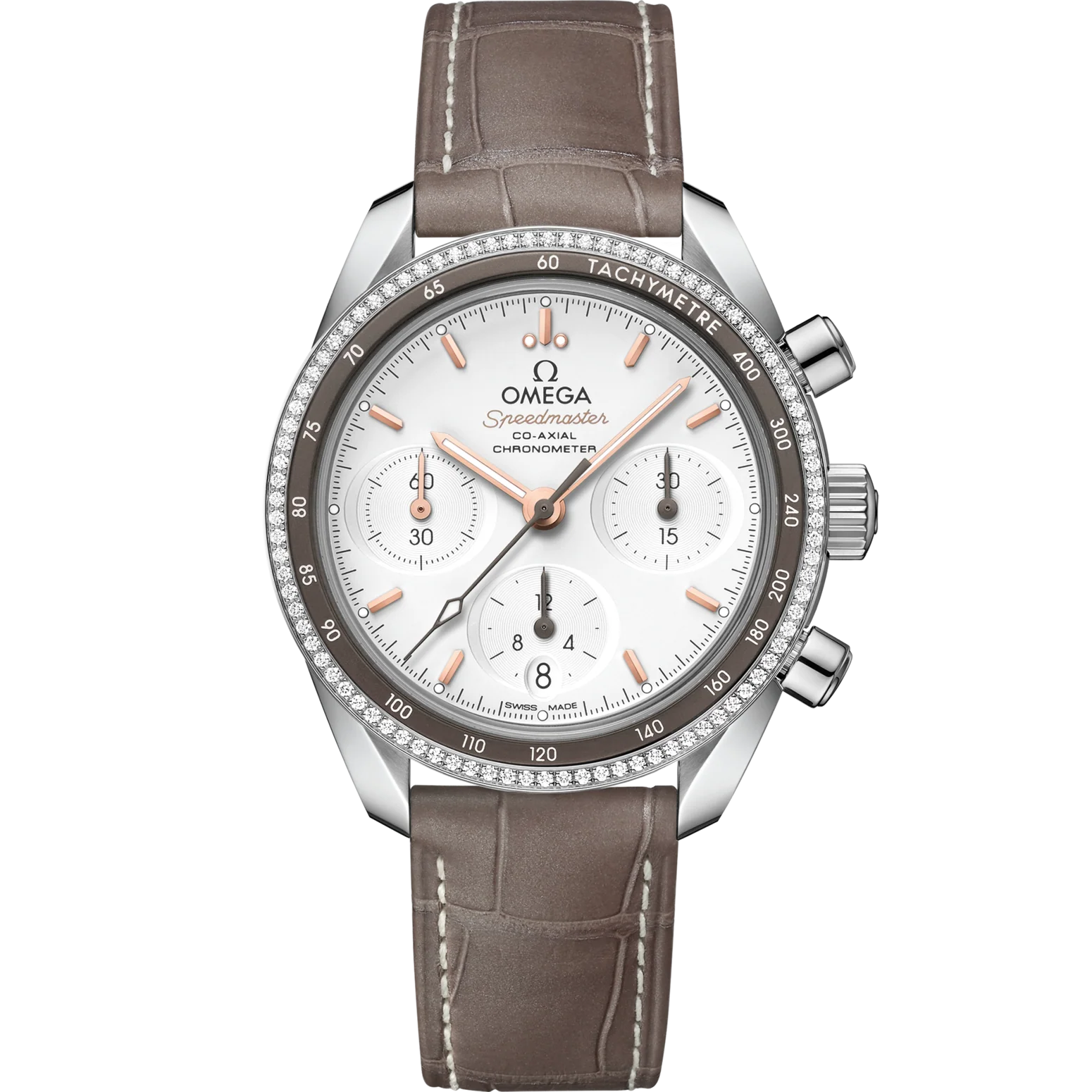 8A0659CC-4D51-FDF0-453A-896F199EE0F2.png Omega Speedmaster 38 Silver Dia 38mm with Diamonds Stainless Steel Strap 324.38.38.50.02.001 - Image 1