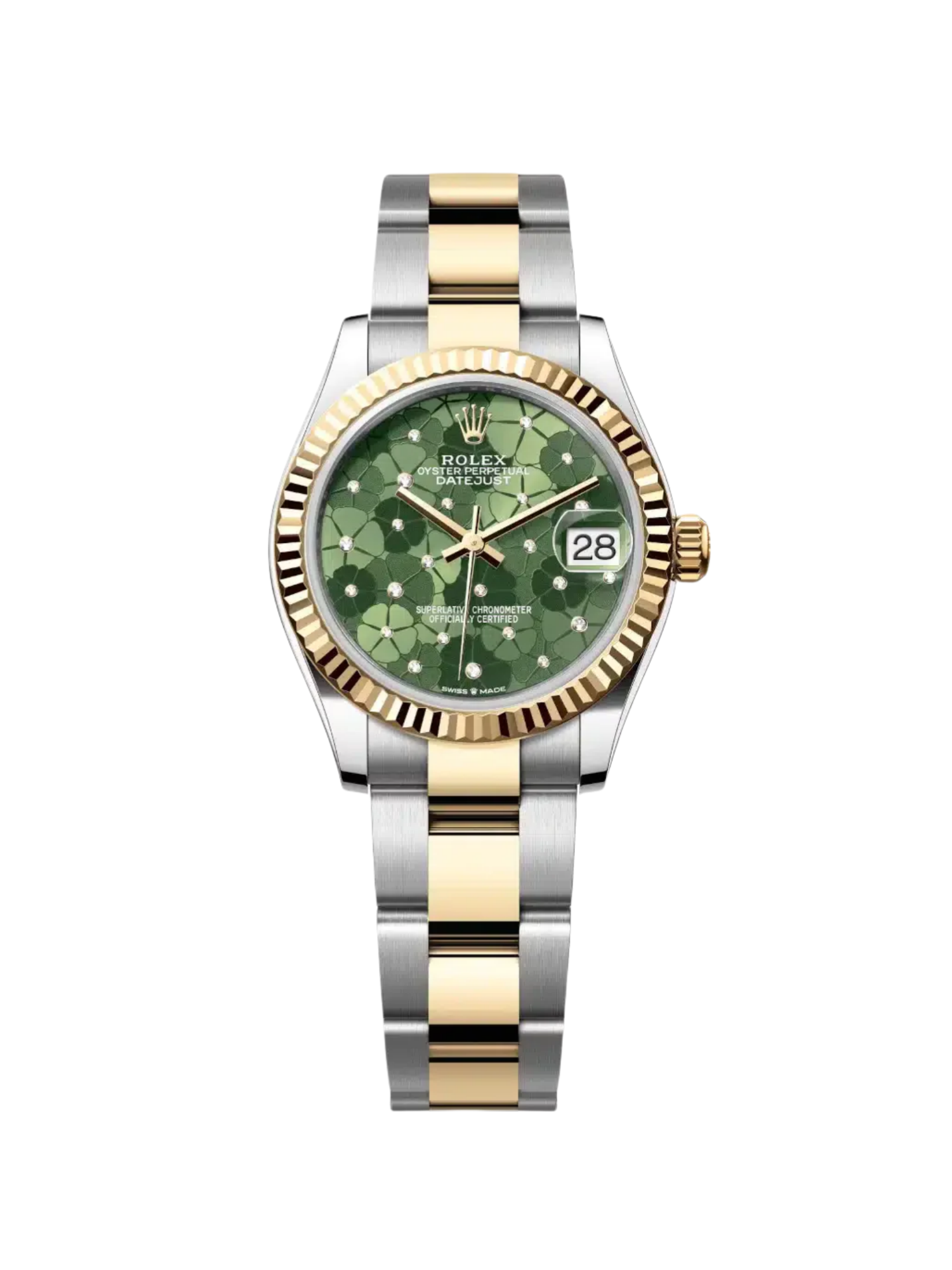 8D7E455B-3E3A-D40A-BCB8-1AA23B23CEA8.png Rolex Datejust m278273-0031/0032 31mm Olive Green Floral Motif Dial Stainless Steel and Yellow Gold Oyster Watch - Image 1