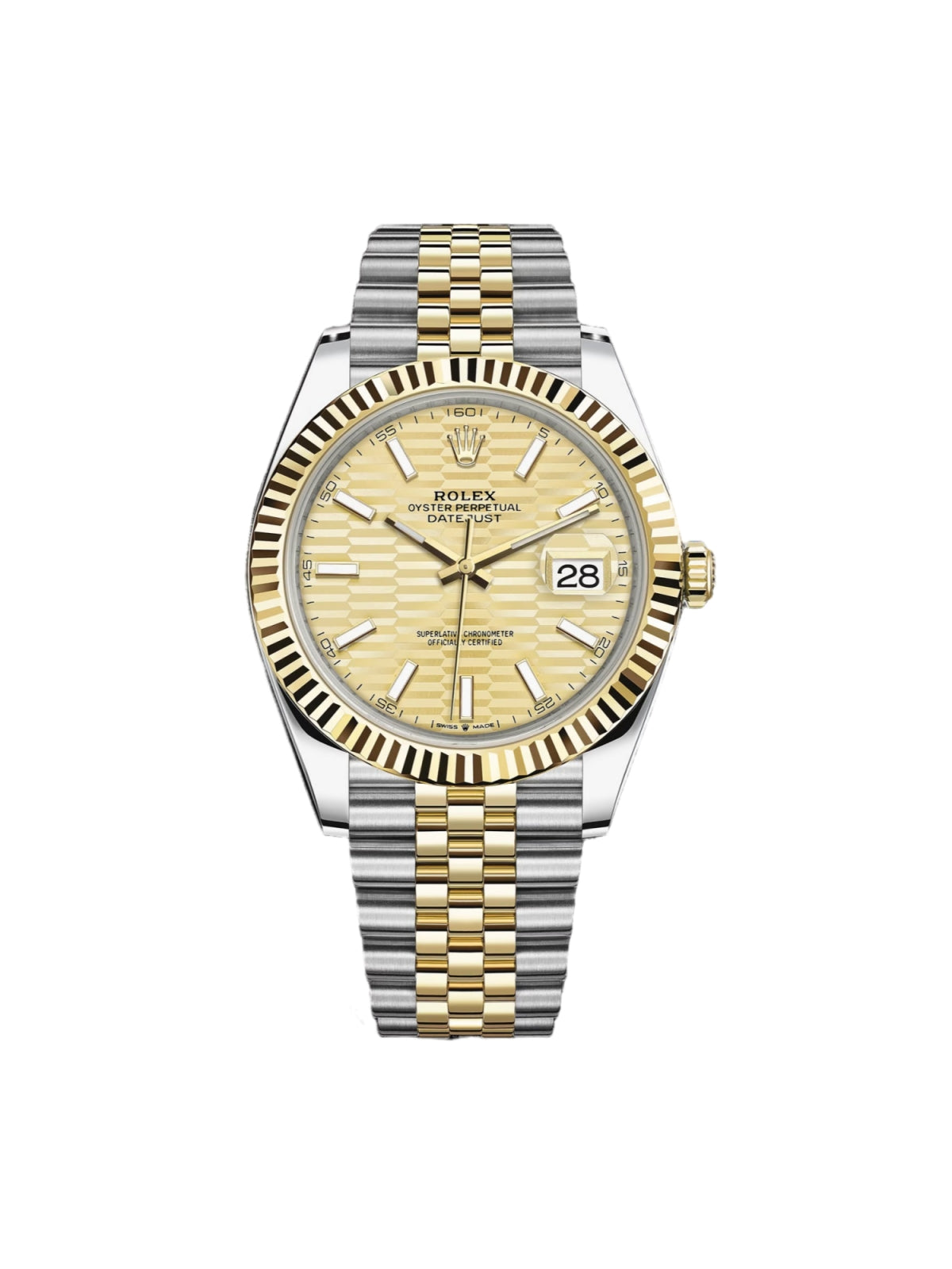 8F9A6183-3CED-7085-9CCA-0426FD3C57BD.jpg Rolex Datejust 41mm Swiss Replica Watch | Two Tone Jubilee Bracele Champagne Fluted Dial Ref 126333 - Image 1
