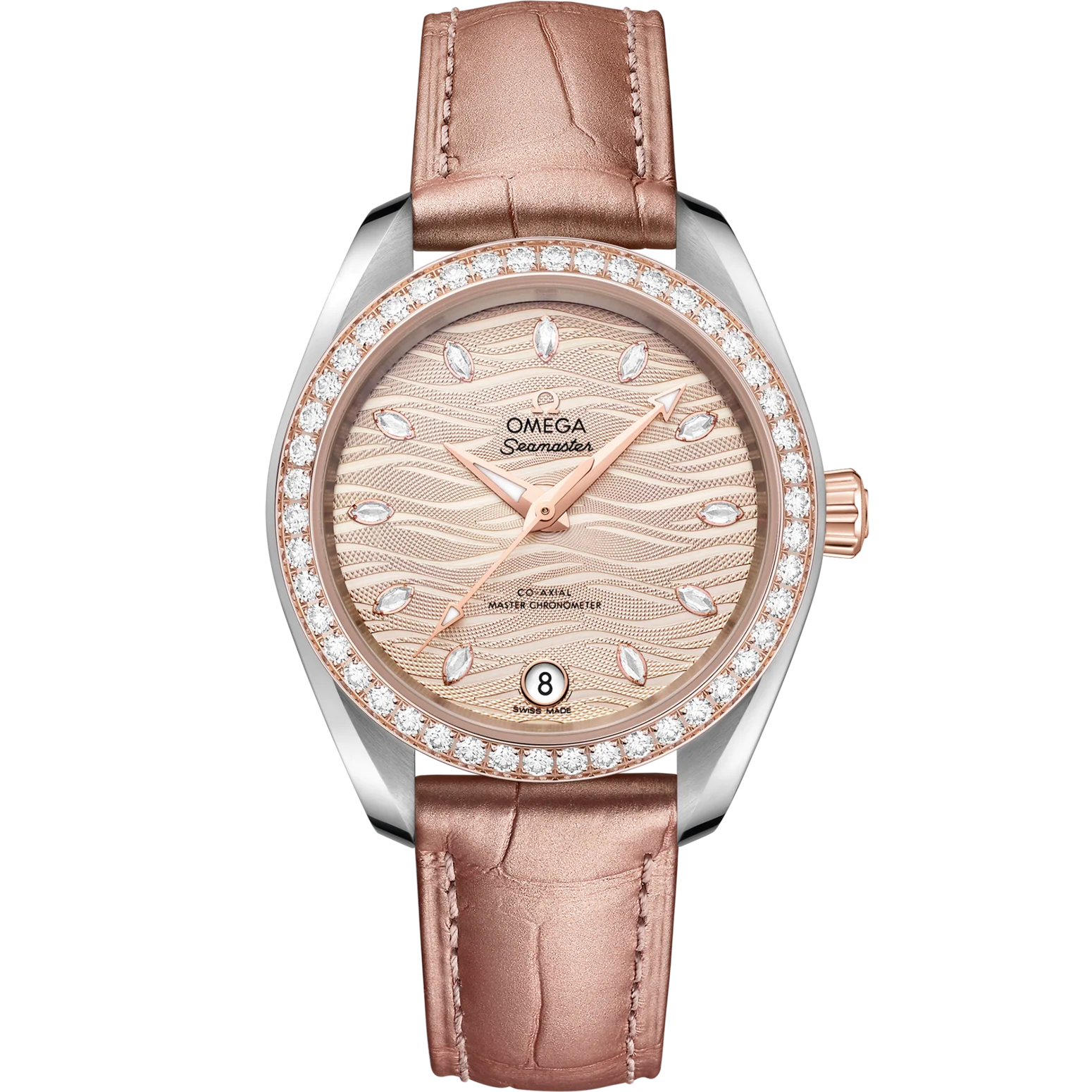 914F4292-42BB-F0A2-188F-61797303CD13.png Omega Seamaster Aqua Terra 150M 34 mm Grey Dial with Diamonds Stainless Steel and Sedna™ 18k Rose Gold Strap 220.28.34.20.59.001 - Image 1