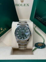 Rolex  Datejust 36mm 126234 Olive Green Palm Motif Diamond Dial Jubilee Stainless Steel Watch - Image 3