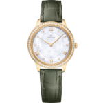 Omega De Ville Prestige 30mm White Dial with Diamonds 18k Yellow Gold Strap 434.58.30.60.55.002