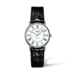 Longines Women's L4.821.4.11.2 Presence Black Leather Watch