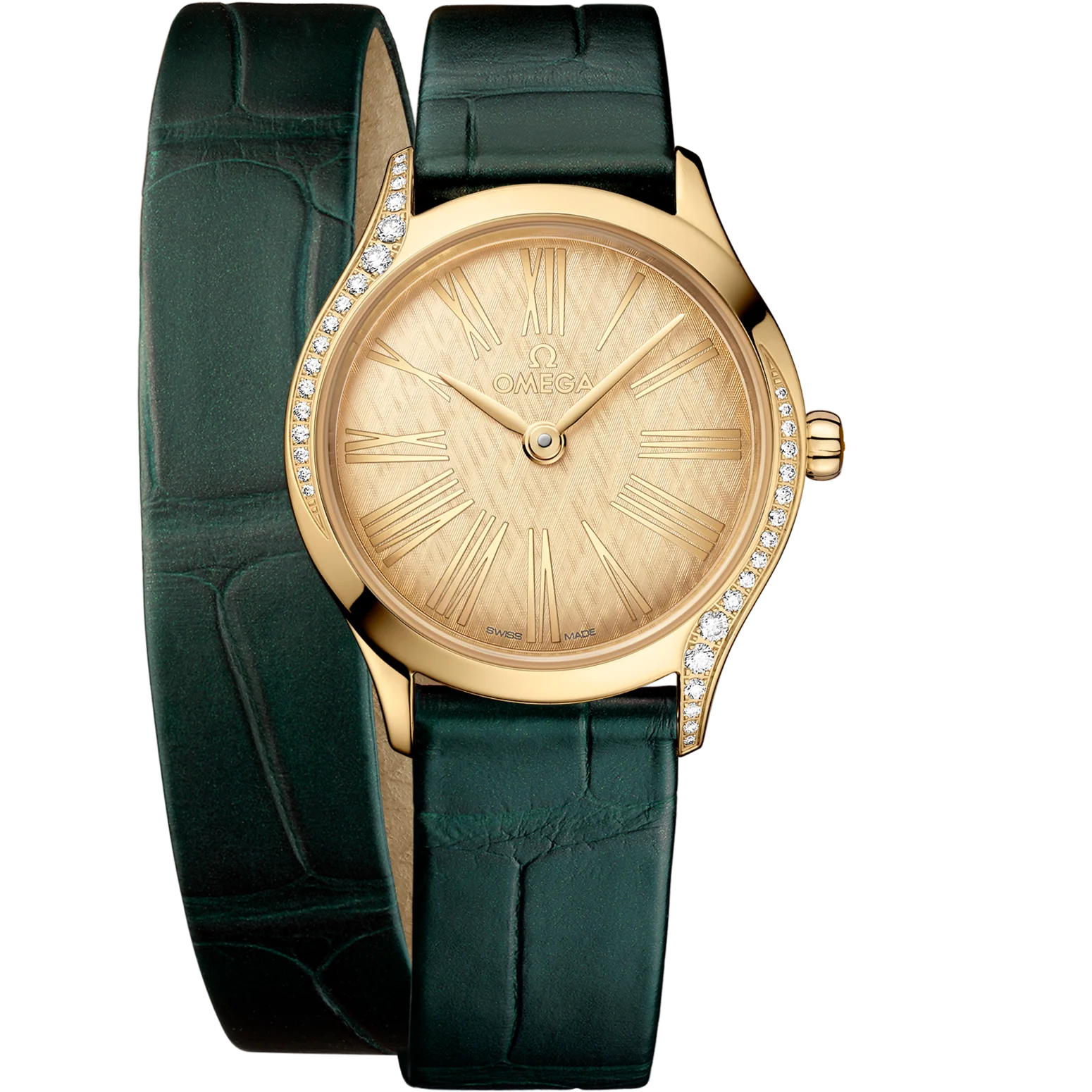 968D6644-5AC0-38C4-977D-26AF1D59BB2B.png Omega De Ville Mini Trésor 26 mm Yellow Dial with Diamonds Moonshine™ 18k Rose Gold Strap 428.58.26.60.99.002 - Image 1