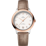 Omega De Ville Prestige 34 mm Silver Dial with Diamonds Stainless Steel and Sedna™ 18k Rose Gold Strap 434.23.34.20.52.001