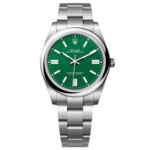 Rolex Oyster Perpetual 41mm 124300-0005 Green Index Dial & Smooth Bezel Oyster Bracelet Men’s Watch