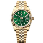 Rolex  Sky-Dweller 42mm 336938-0008 Yellow Gold Bright Green Dial Jubilee