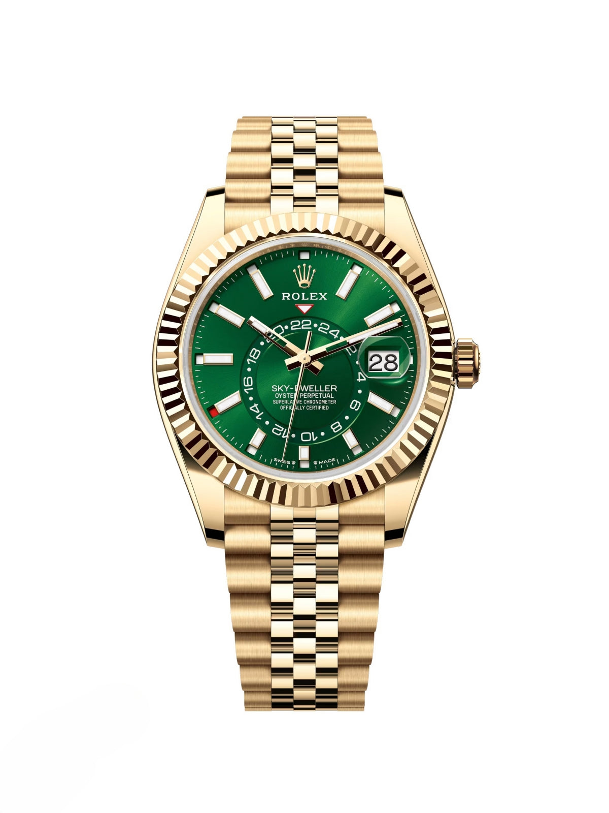 9AD4884A-EFDE-B78E-1FBC-210B635F3D05.jpg Rolex Sky-Dweller 42mm 336938-0008 Yellow Gold Bright Green Dial Jubilee - Image 1