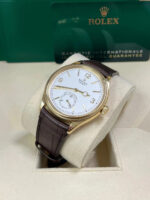 Rolex 1908 Yellow Gold White Dial Brown Alligator Strap - 52508-0006 - Image 3