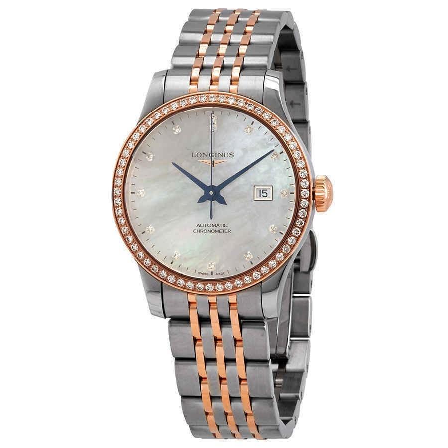 9DC6004B-CB34-2444-2455-886F68BC1AC8.jpg Longines Women's L23215897 Record Two-Tone Stainless Steel with 18kt Rose Gold Links Watch - Image 1