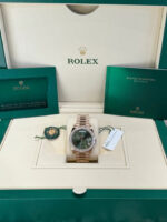 Rolex   President 40mm Everose Gold Olive Green Roman Dial Diamond Bezel - 228345RBR - Image 9