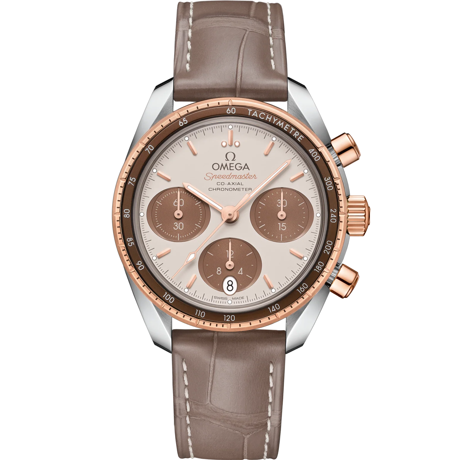 9F763115-4892-A582-0FC8-58B7C86ECF51.png Omega Speedmaster 38 Brown Dial 38mm Stainless Steel Sedna™18k Rose Gold Strap 324.23.38.50.02.002 - Image 1