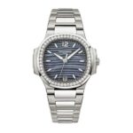 Patek Philippe Nautilus Blue Tinted Mother Of Pearl Dial Automatic Ladies Diamond Watch 7018/1A-010