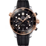 Omega Seamaster Diver 300M 44mm Black Dial Stainless Steel and Sedna™ 18k Rose Gold Strap 210.22.44.51.01.001