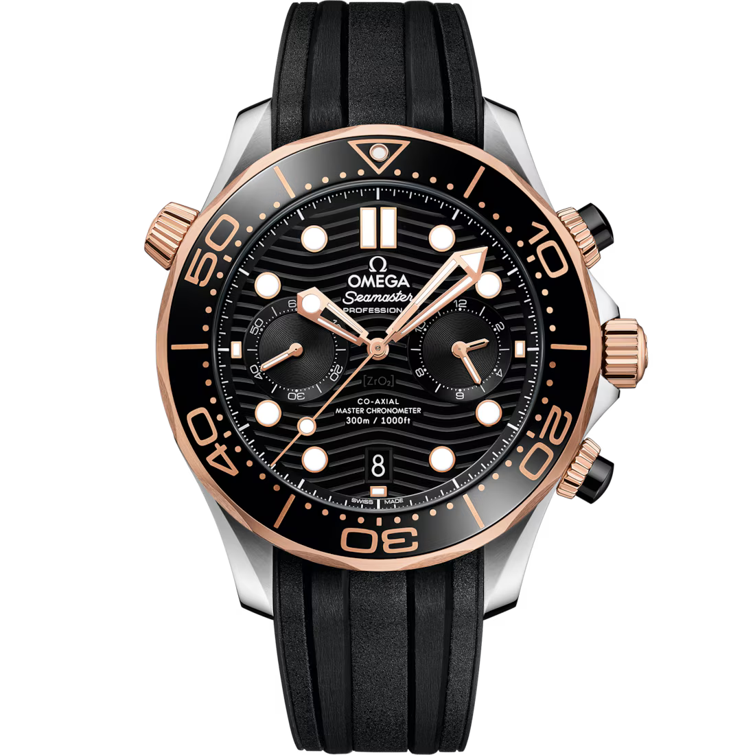 9FDD7FC3-F33D-A015-F6FF-9E5E102AE881.avif Omega Seamaster Diver 300M 44mm Black Dial Stainless Steel and Sedna™ 18k Rose Gold Strap 210.22.44.51.01.001 - Image 1