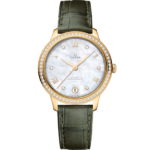 Omega De Ville Prestige 34mm White Dial with Diamonds 18k Yellow Gold Strap 434.58.34.20.55.002