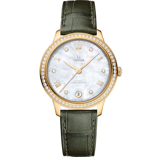 A25C408A-3277-1817-3948-E6D98DE492D4.png Omega De Ville Prestige 34mm White Dial with Diamonds 18k Yellow Gold Strap 434.58.34.20.55.002 - Image 1