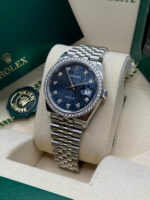 Rolex  Datejust 36mm 126284 Blue Jubilee Diamond Dial & Diamond Bezel, Stainless Steel Oyster Bracelet Watch - Image 4