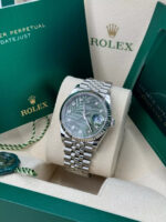 Rolex  Datejust 36mm 126234 Olive Green Palm Motif Diamond Dial Jubilee Stainless Steel Watch - Image 10