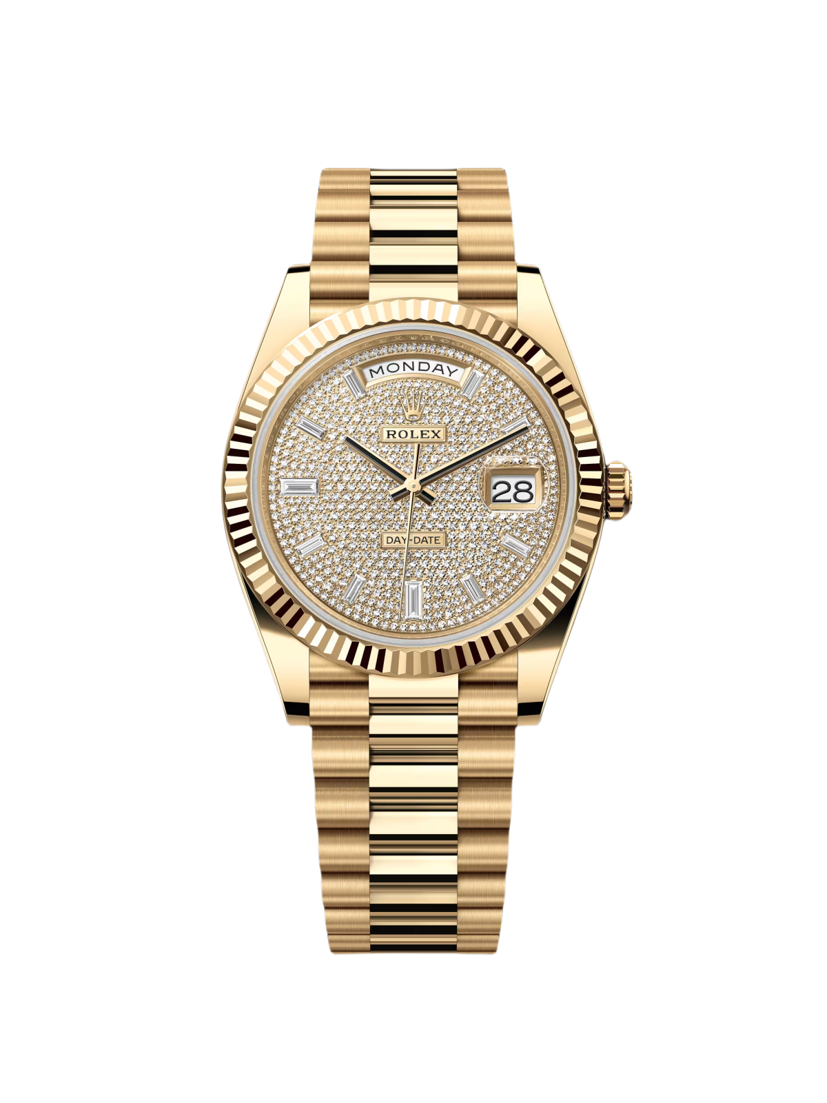 A76F946A-0114-F6B3-9649-ACD05657C5F8.png Rolex Yellow Gold President Day Date 40mm Diamond Pave Dial - 228238 - Image 1