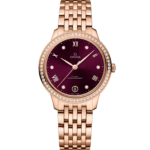 Omega De Ville Prestige 34mm Red Dial with Diamonds Sedna™ 18k Rose Gold Bracelet 434.55.34.20.61.001