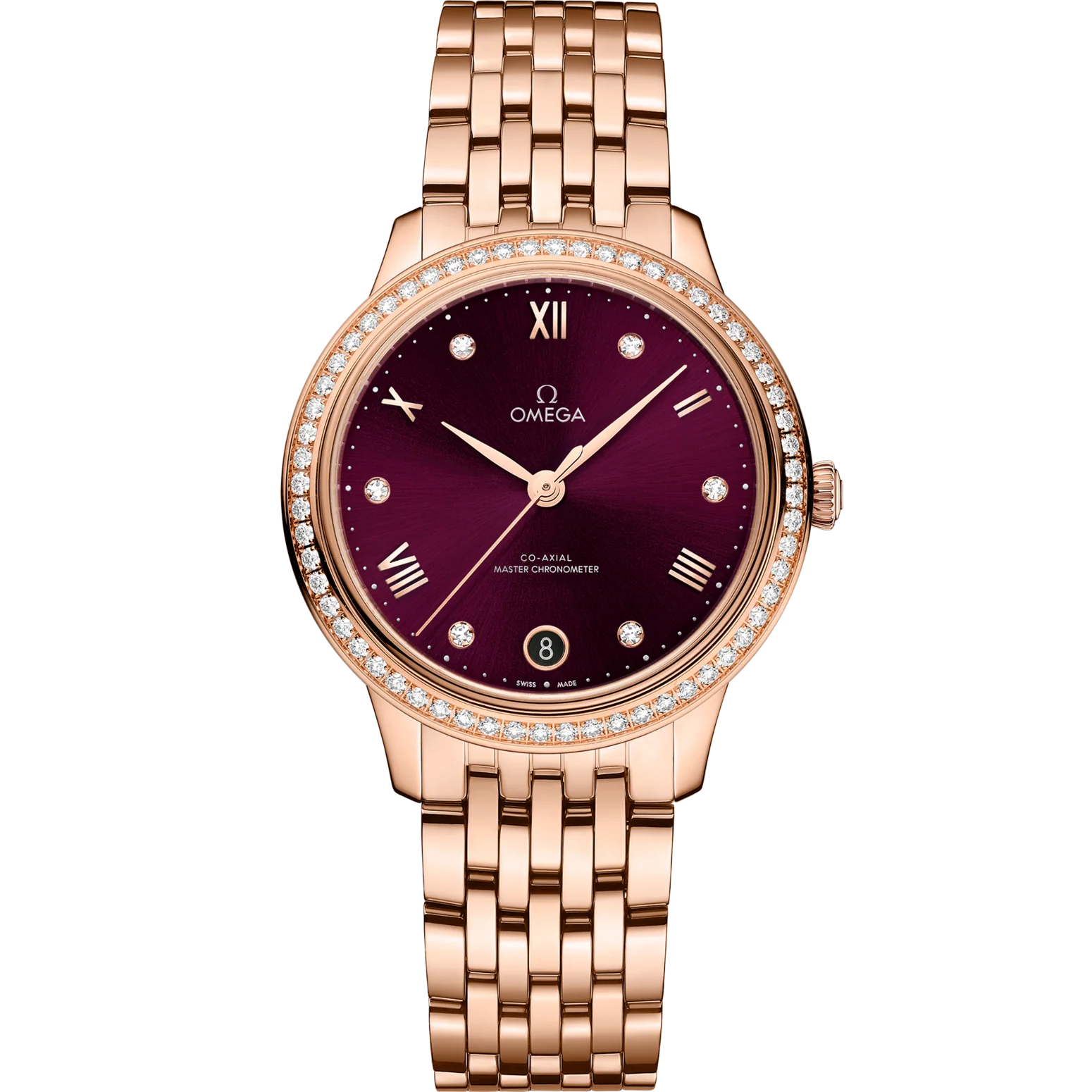 A9073ECF-F78F-FD8A-0770-4DDF26648E87.png Omega De Ville Prestige 34mm Red Dial with Diamonds Sedna™ 18k Rose Gold Bracelet 434.55.34.20.61.001 - Image 1