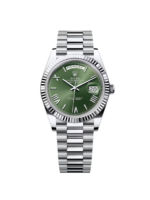 Rolex  Day-Date President 40mm Platinum Green Olive Roman Dial - 228236