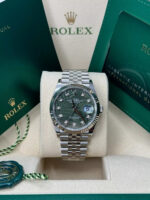Rolex  Datejust 36mm 126234 Olive Green Palm Motif Diamond Dial Jubilee Stainless Steel Watch - Image 8