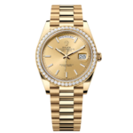 Rolex Day-Date 40mm Champaign Dial and Diamond Bezel Yellow Gold President Bracelet 228348RBR-0008