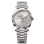 Rolex  Day-Date President 40mm White Gold Silver Diamond Baguette Dial - 228239