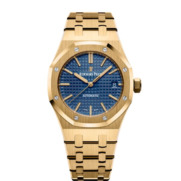 AFFD8C62-7FF9-0102-D262-23AC5A17E94D.jpg Audemars Piguet Royal Oak Selfwinding, Blue dial, 37mm, Yellow gold, 15450BA.OO.1256BA.02 - Image 1
