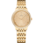 Omega De Ville Prestige 30mm Yellow Dial with Diamonds 18k Yellow Gold Bracelet 434.55.30.60.58.001