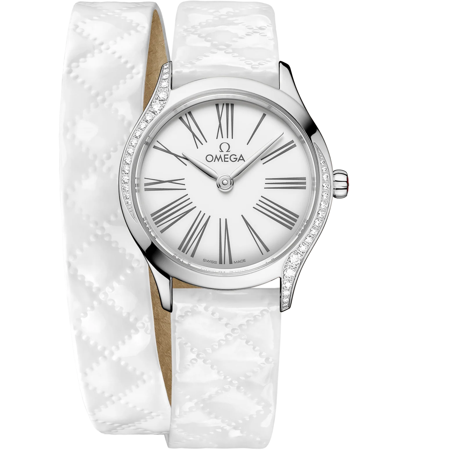 B0FD5250-B59A-71FF-35B2-9BAB8FBCC2EB.png Omega De Ville Mini Trésor 26mm White Dial with Diamonds Stainless Steel Strap 428.17.26.60.04.008 - Image 1