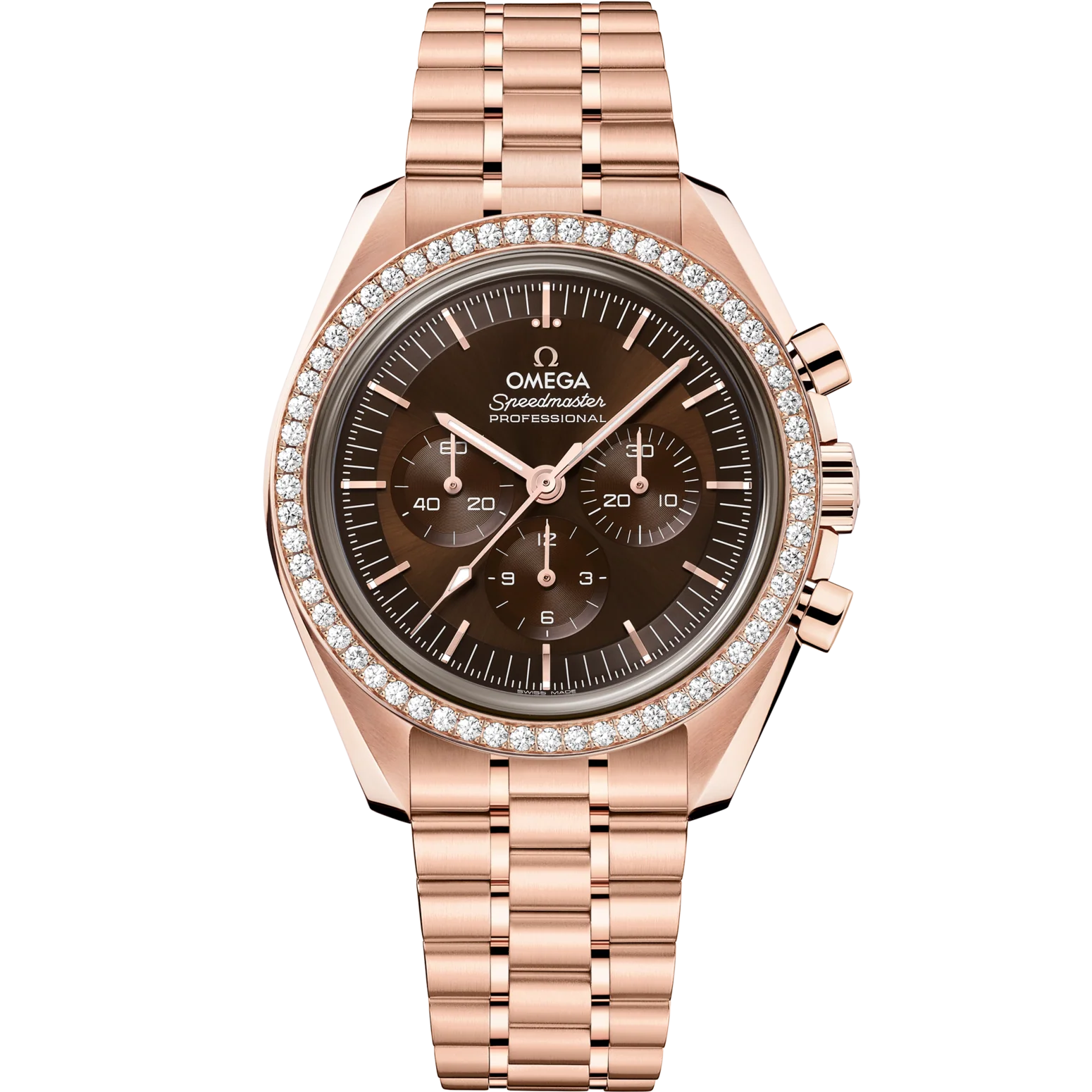 B19C40E4-F9C4-6773-3FA5-FDE5C6A6C25A.png Omega Speedmaster Moonwatch Professional 42mm Brown Dial with Diamonds Sedna™ 18k Rose Gold Bracelet 310.55.42.50.13.001 - Image 1