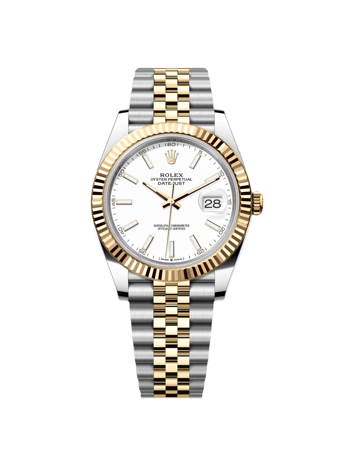 B1B61B28-DC7D-D117-19F2-50C9982D2627.png Rolex Datejust 41mm 126333 White Index Oyster Steel and Yellow Gold Mens Watch - Image 1