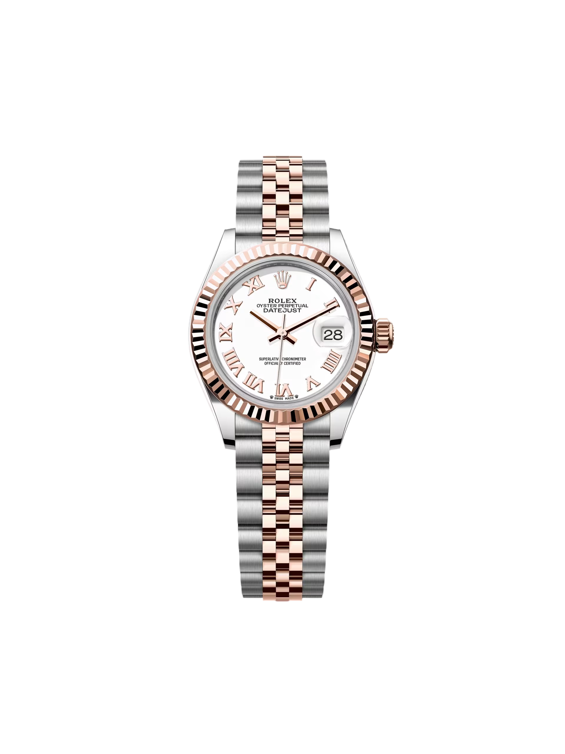 B53F345F-460C-7DD5-D956-F56322236587.png Rolex Lady-Datejust 28mm 279171 White Roman Oyster Stainless Steel and Rose Gold - Image 1
