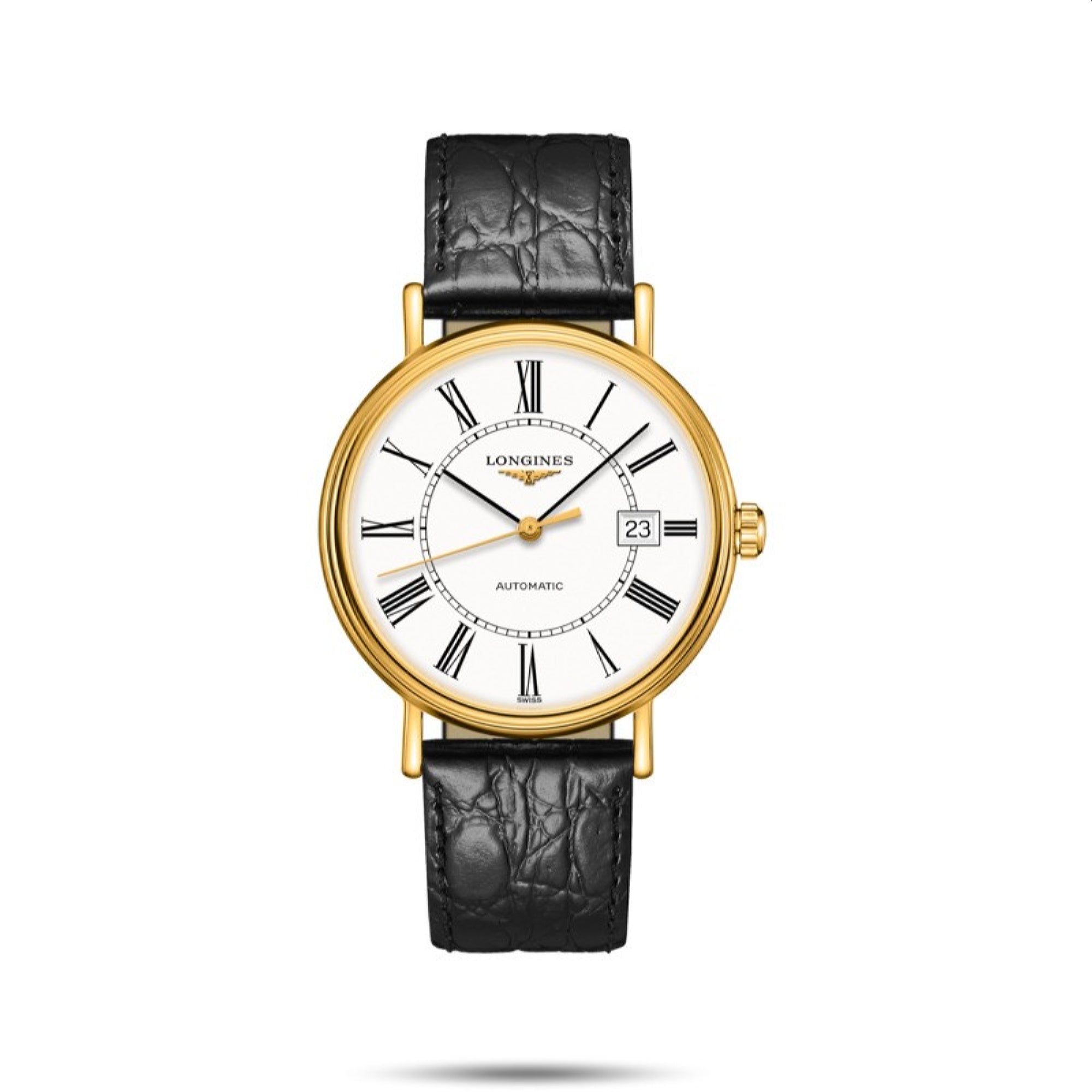 B654DE2C-E72C-A313-A08E-3FEDC788ED55.jpg Longines Men's L4.922.2.11.2 Presence Black Leather Watch - Image 1