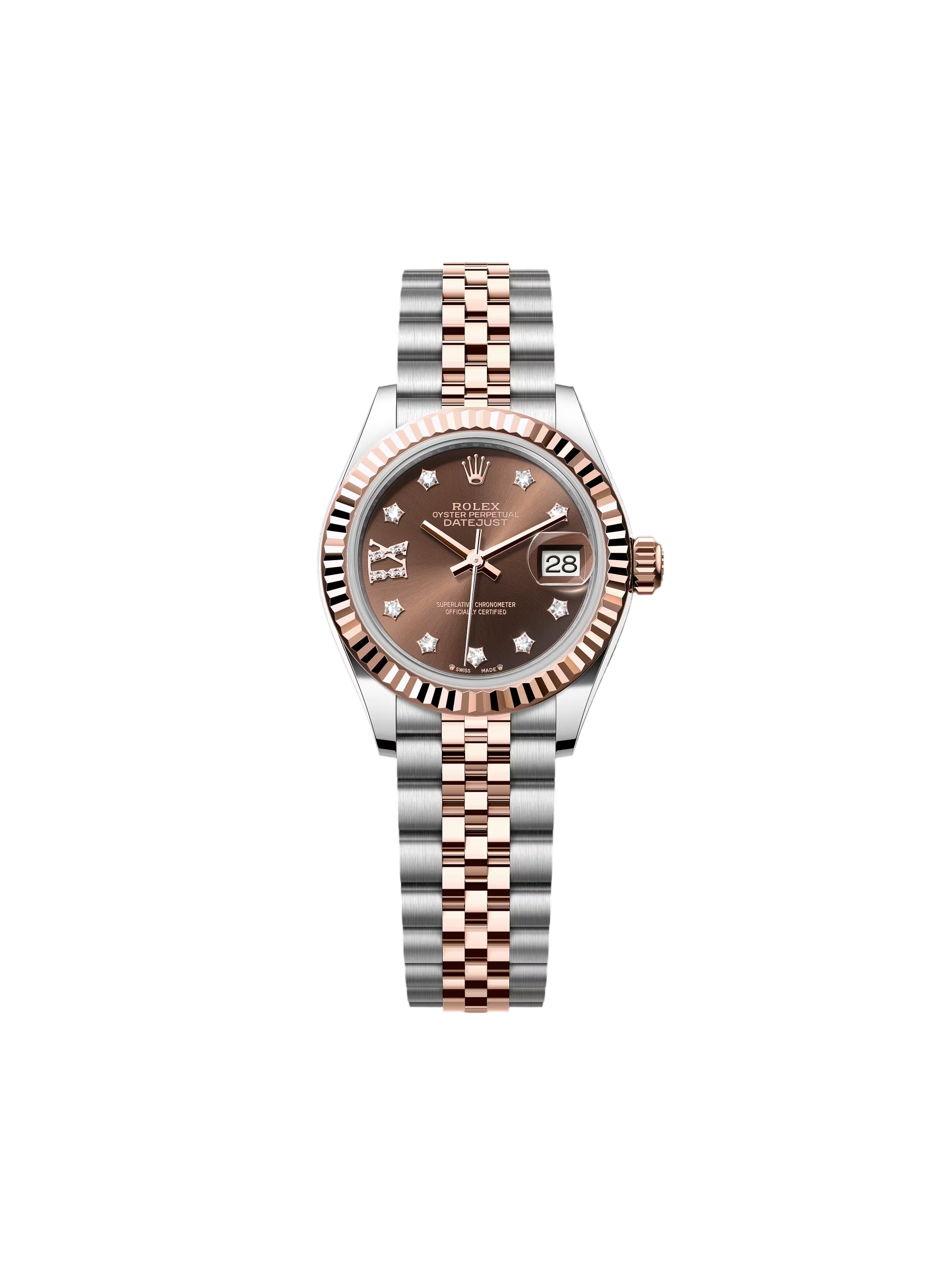 B6917529-F6AB-D06F-5216-CCBBA989F209.png Rolex Lady-Datejust 28mm 279171 Chocolate Diamond Set Oyster Stainless Steel and Rose Gold - Image 1
