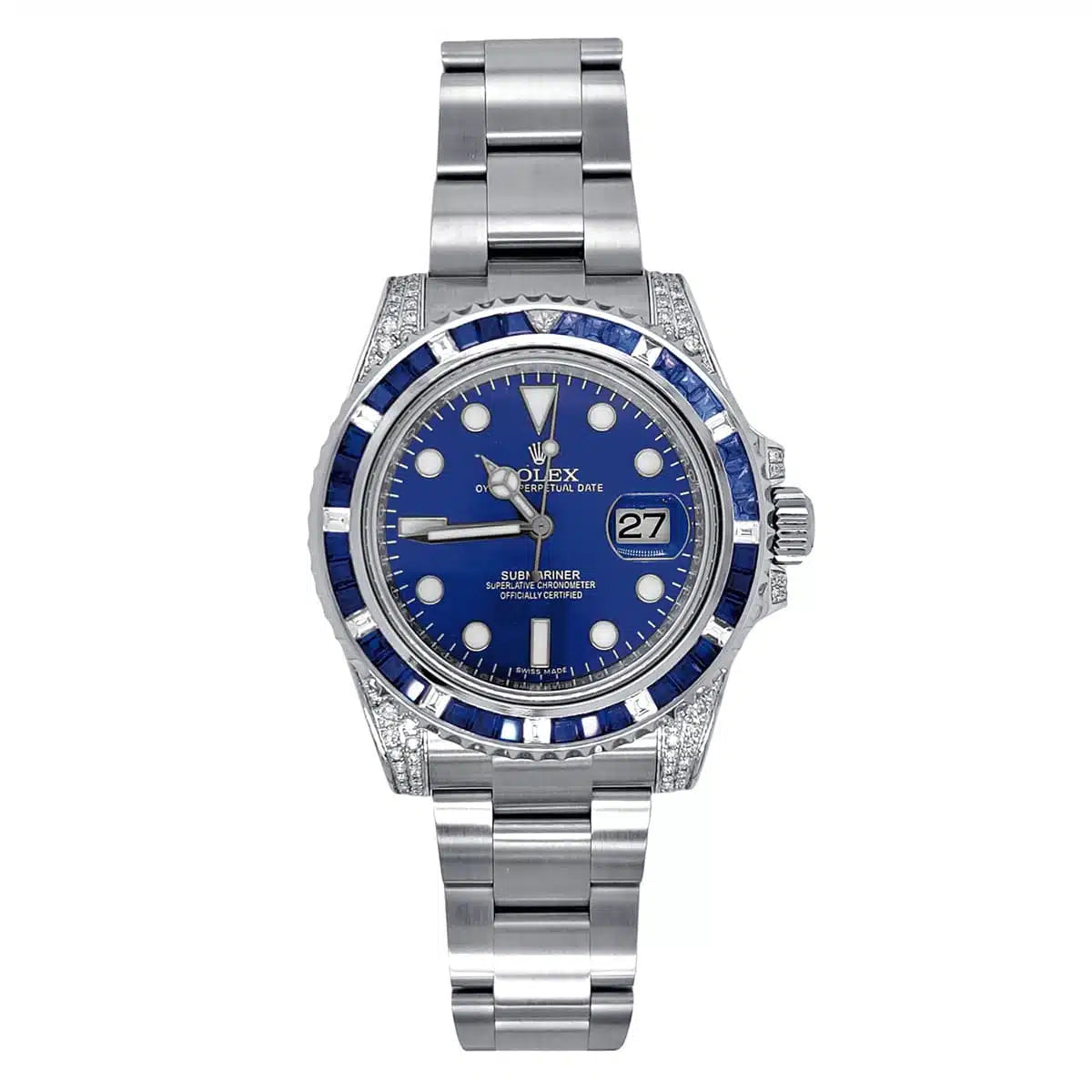B7C4BF10-D8A2-CFEC-BBDA-2A544122EA7E.jpg Rolex Submariner 40mm 116610LN Oyster Perpetual Date Aftermarket Dial, Diamond Bezel and Lugs Watch - Image 1