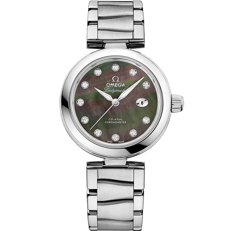 B8A7CC77-E23C-62EC-EF2A-A725FACB955A.png Omega De Ville Ladymatic 34mm Black Dial with Diamonds Stainless Steel Bracelet 425.35.34.20.57.004 - Image 1