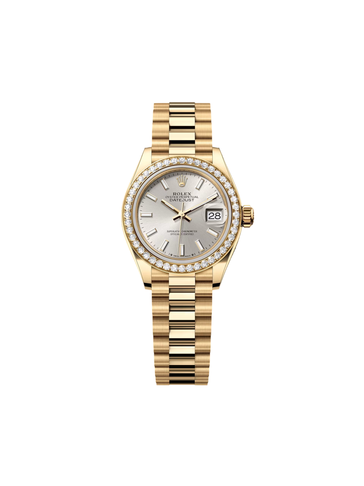 BB088CDD-47E8-2302-98DF-D9D33AD8DE29.png Rolex Lady-Datejust 279138RBR Silver 28mm Dial President Bracelet Watch - Image 1