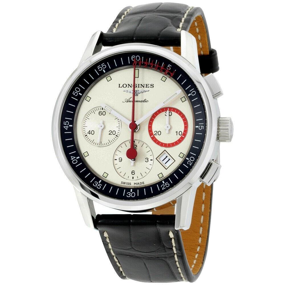 BBCA1A11-E848-11B1-C653-C15992A86E71.jpg Longines Men's L4.754.4.72.4 La Grande Classique Chronograph Black Leather Watch - Image 1